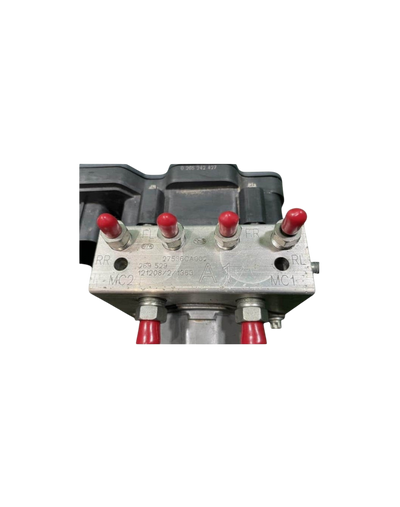 Find My Car Part used ABS module for Toyota 86 and Subaru BRZ with red protective caps on metal ports