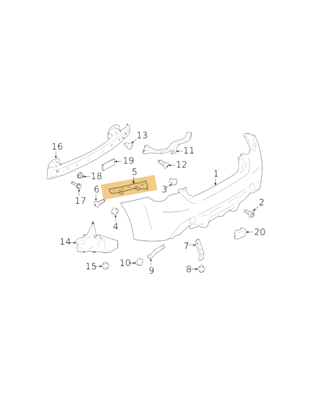 Find My Car Part rear bumper retainer diagram for Toyota 86 and Subaru BRZ ZN6 ZC6 2012-2021