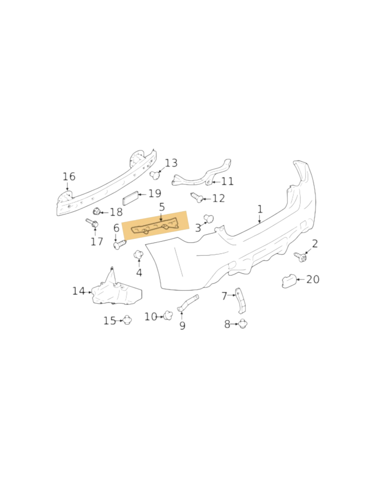 Find My Car Part rear bumper retainer diagram for Toyota 86 and Subaru BRZ ZN6 ZC6 2012-2021