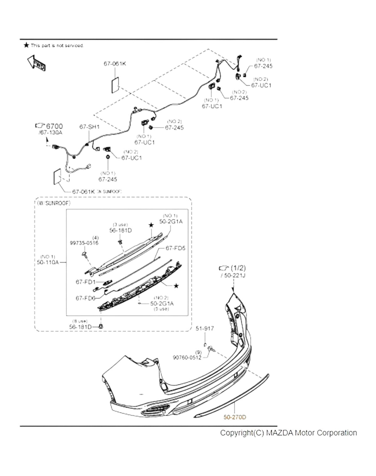 Mazda CX-9 16-25 Rear Bumper Chrome Moulding (New) (Genuine)