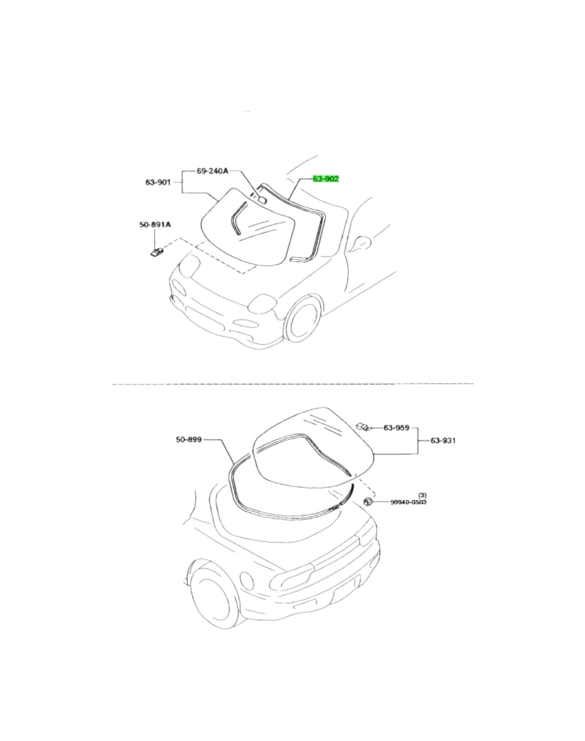 RX7 FD Front Windscreen Behind Rubber (New) (Genuine)
