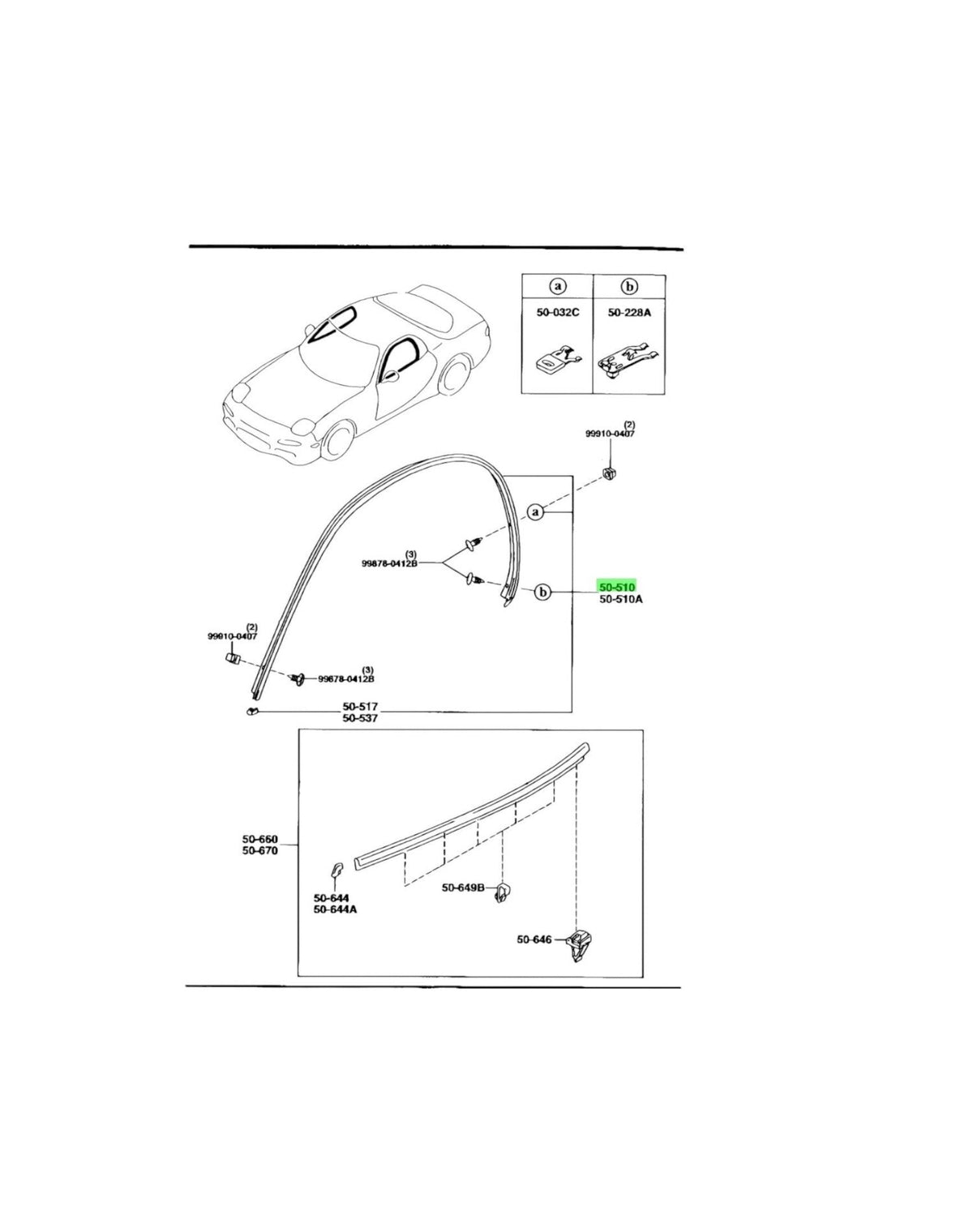 RX7 FD Front Door Drip Moulding (New) (Genuine)