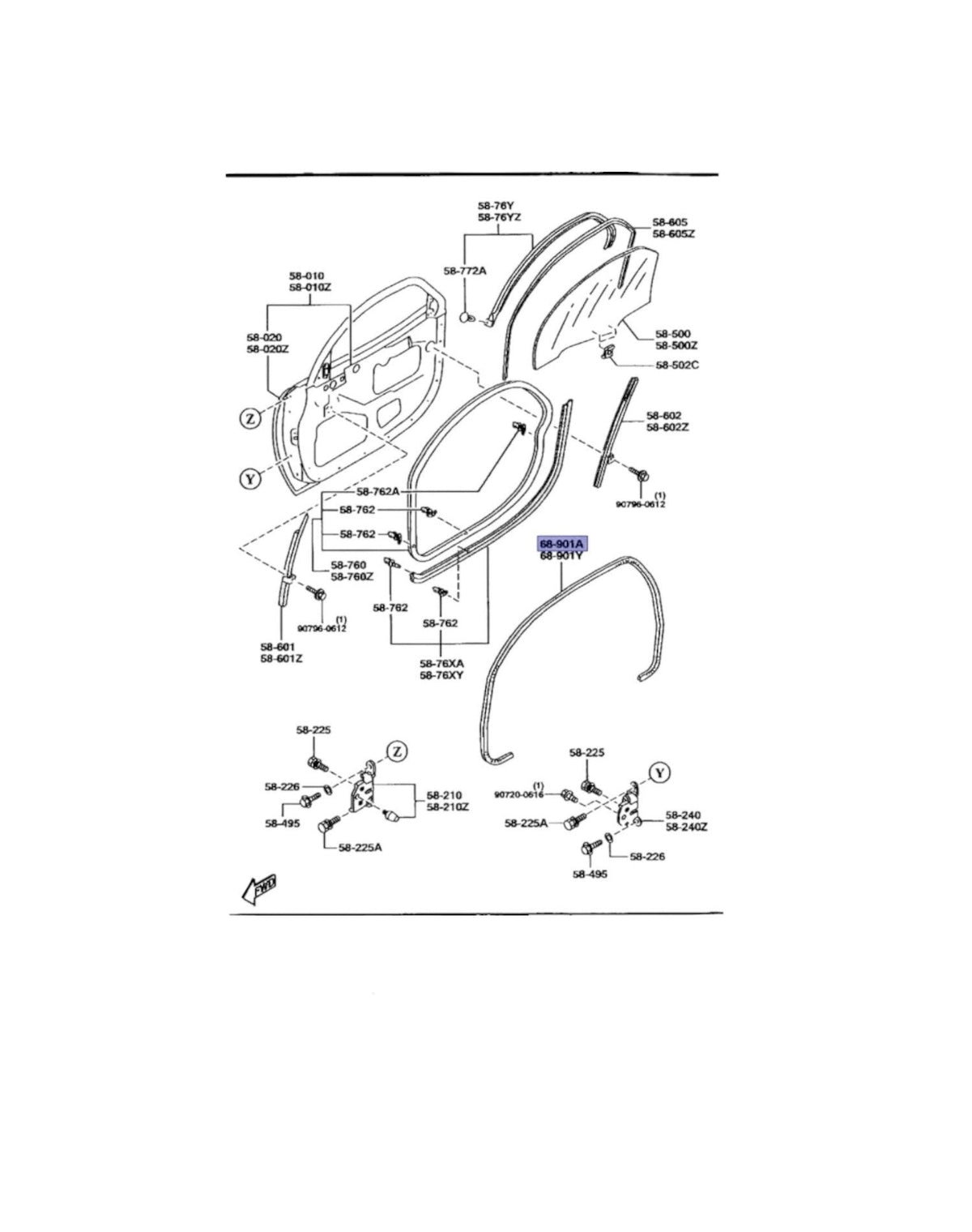 RX7 FD Body Door Seal (On Body) (New) (Genuine)