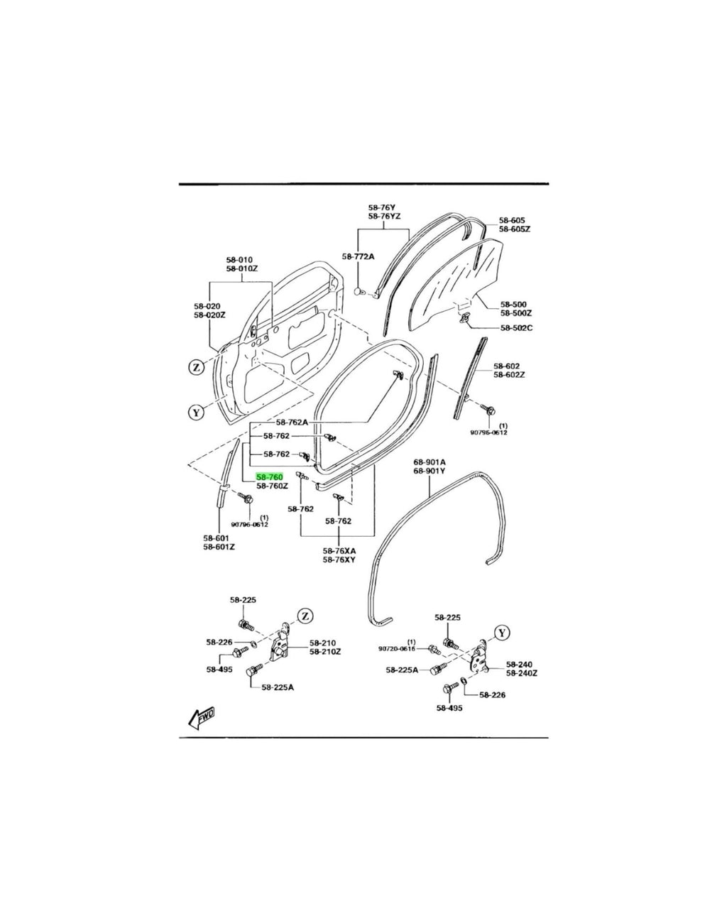 RX7 FD Front Door Seal (New) (Genuine)
