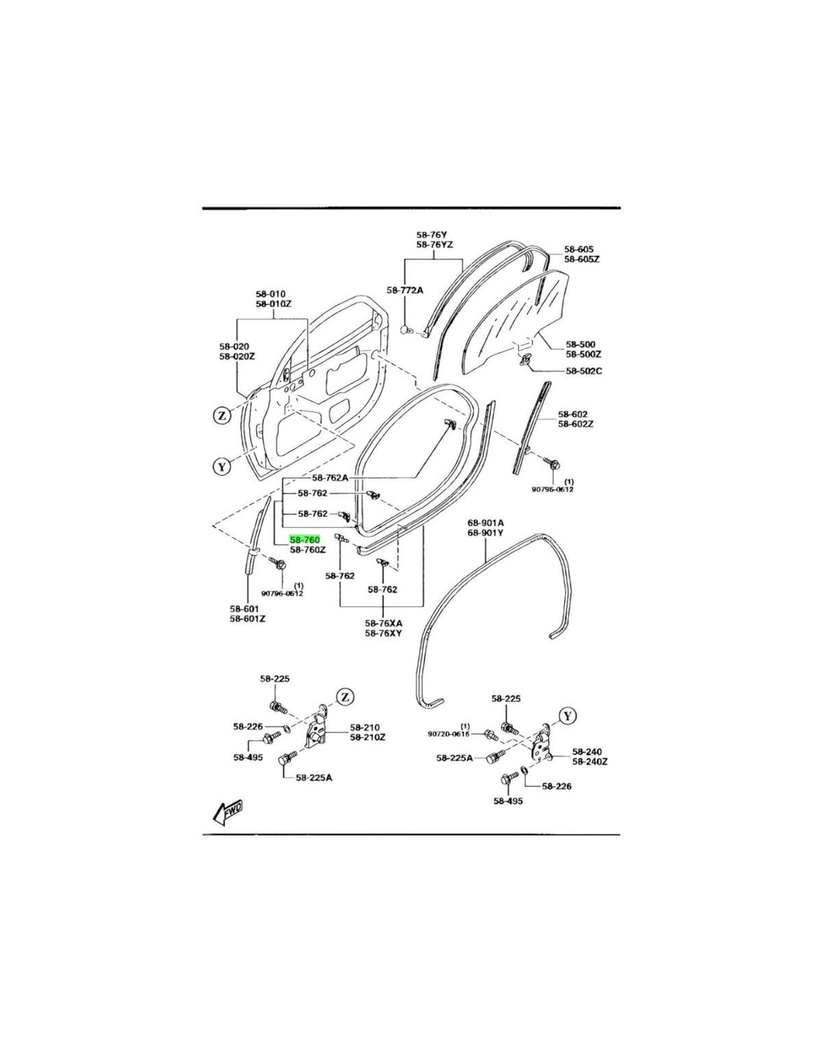 RX7 FD Front Door Seal (New) (Genuine)
